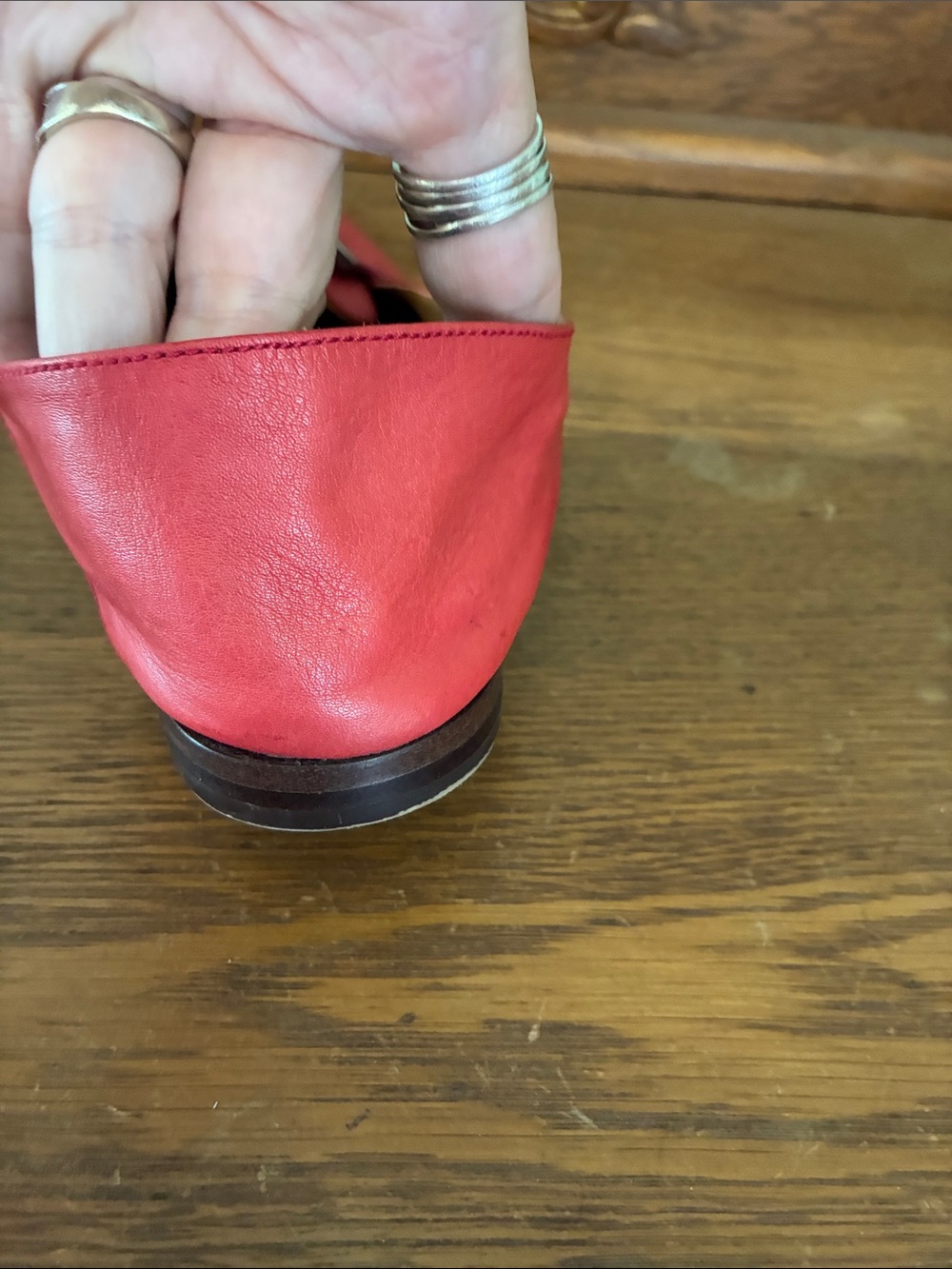 Patricia Nash Red Leather Loafers with Silver-Tone Bit - Picture 6 of 7